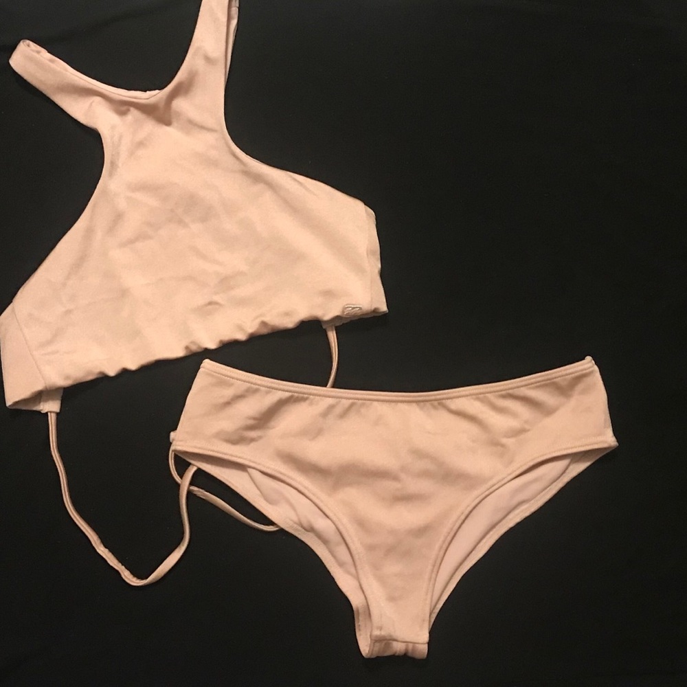 Billabong Light Pink Metallic High Neck Bikini Set